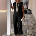 Soft Sleeveless Top and Wide Leg Pants Set Comfortable Stylish