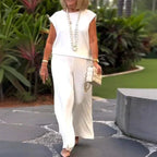 Soft Sleeveless Top and Wide Leg Pants Set Comfortable Stylish
