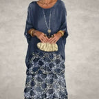 Soft Floral Tiered Maxi Dress Loose Fit Batwing Sleeves