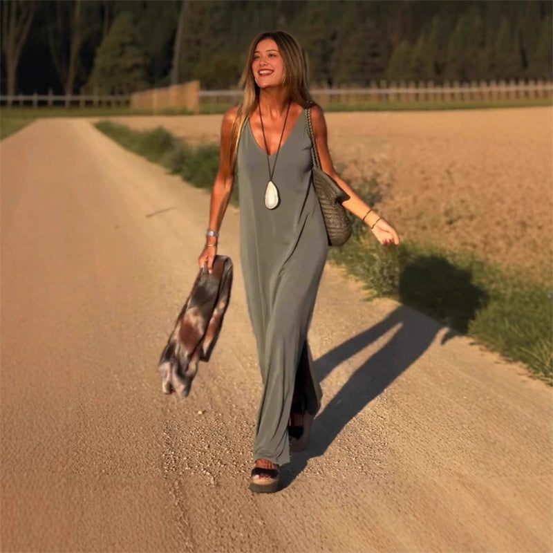 Relaxed Fit Maxi Dress Lightweight Soft Fabric